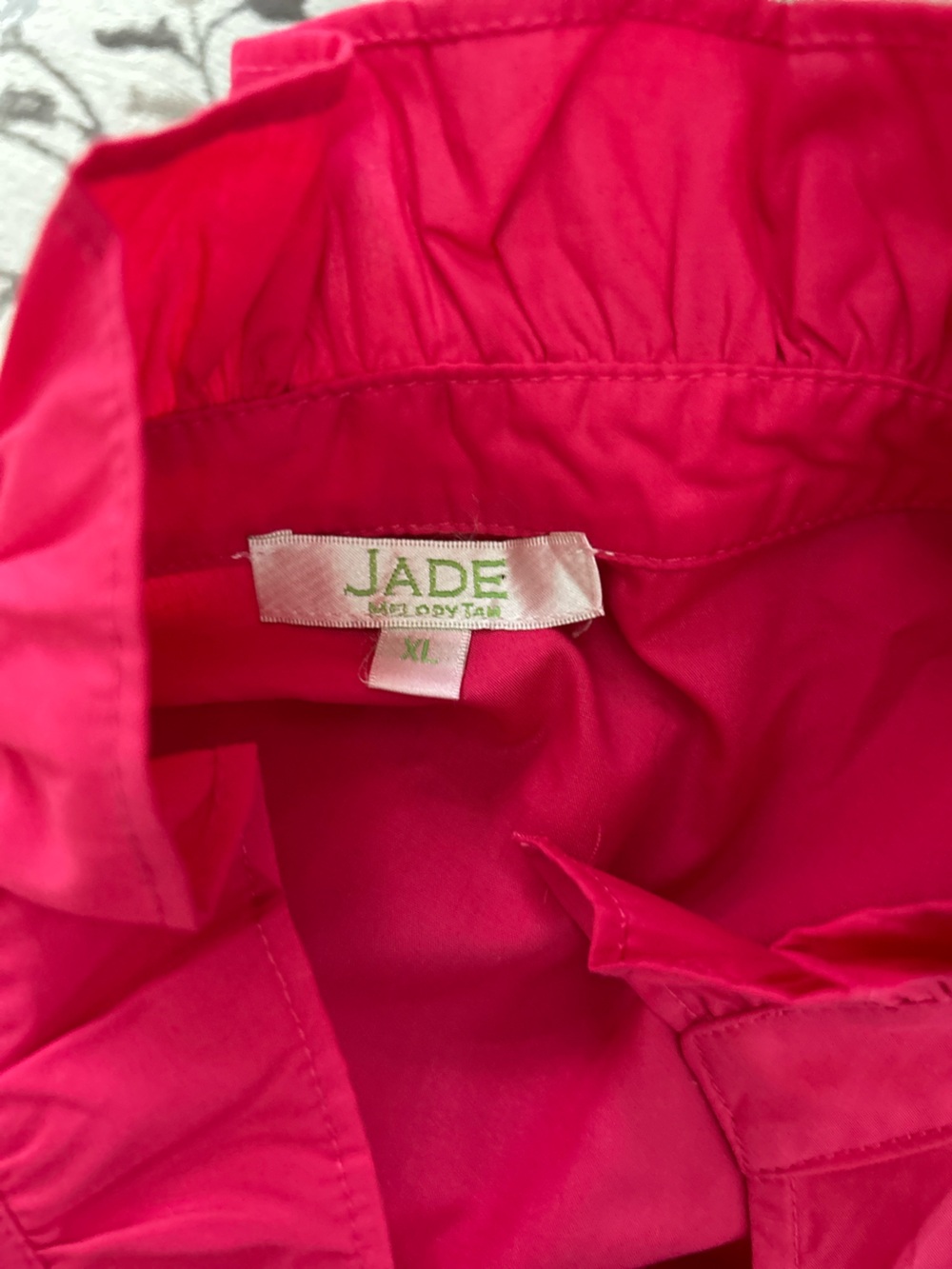 Jade Hot Pink Ruffle Stand Collar Popover Blouse - Picture 6 of 9
